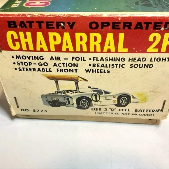 Vintage Alps Fully Working, Tin, Chaparral 2F Battery Operated Race Car With Box